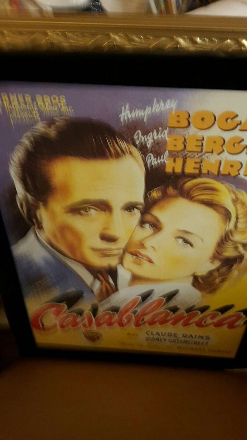 Casablanca Humphrey Bogart And Ingrid Bergman Hollywood Film B/&W Poster