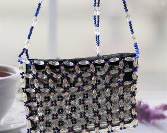 Y2K Beaded Evening Bag, Women’s Beaded Handbag, Beaded Shoulder Bag, Vintage Beaded Bag