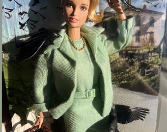 Alfred Hitchcock The Birds Barbie Doll – Tippi Hedren Collectible, 11.5” Tall, Black Label Series