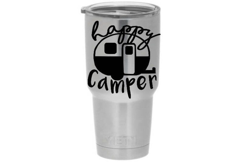 Happy Camper Car Decal Sticker Yeti Decal Laptop Decal Etsy