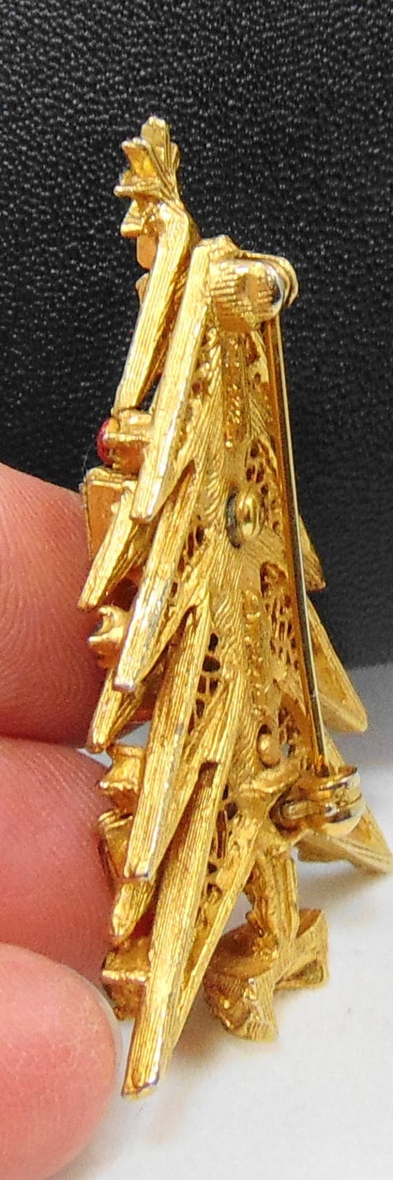 Vintage signed ART Candle Christmas Tree Brooch Pin Gem