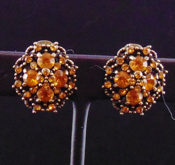 ◆VINTAGE HOLLYWOOD◆ Octagon Key Earrings VH2379EA002B Men's Brown & White Multi-Diamond Square Stud Earrings 1/4