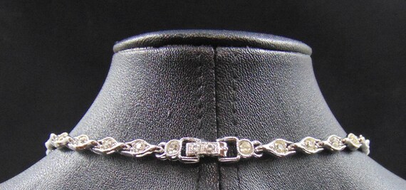 Vintage Signed Bogoff Scalloped Clear Rhinestone … - image 4