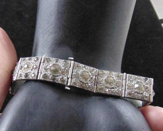 Vintage Signed Pretium Art Deco Link Bracelet wit… - image 6