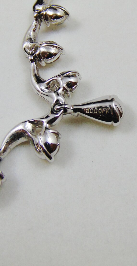 Vintage Signed Bogoff Scalloped Clear Rhinestone … - image 8