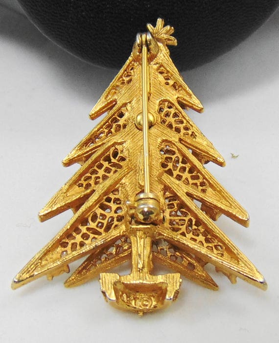 Vintage signed ART Candle Christmas Tree Brooch Pin Gem