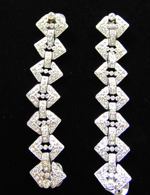 Vintage Unsigned Clear Rhinestone Dress Ornaments… - image 2