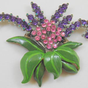 Enorme gelaagde glazuur en Rhinestone Floral Spray Broche speld