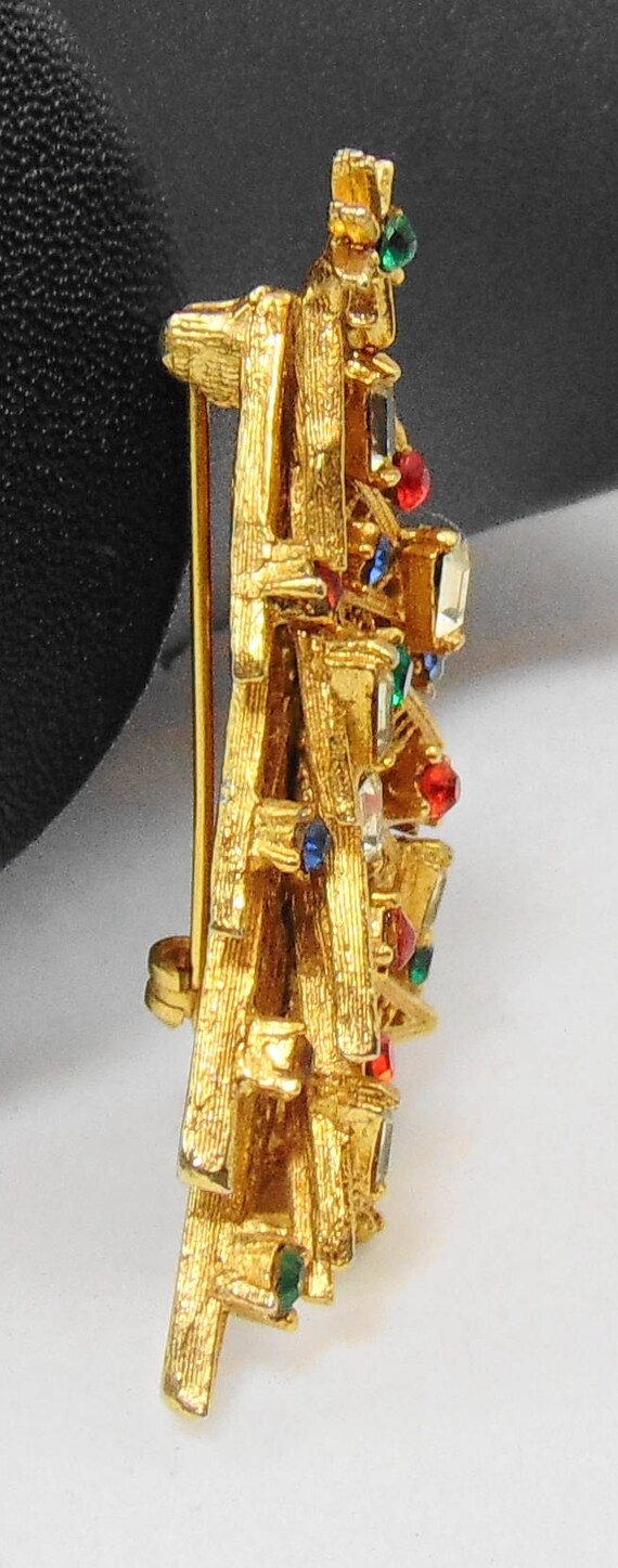 Vintage signed ART Candle Christmas Tree Brooch Pin Gem