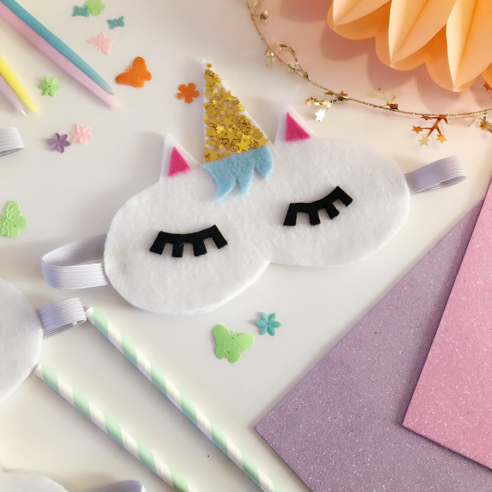 Unicorn Sleeping Mask. Kids sleep mask. Felt DIY. Instant Etsy