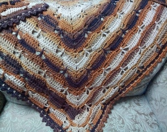 60x30 Crochet Shawl, Handmade Yarn Wrap, Butterfly Prayer Shawl