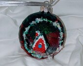 Handmade ornament - terrarium 39 vintage 39 style 3.25 inch snow house
