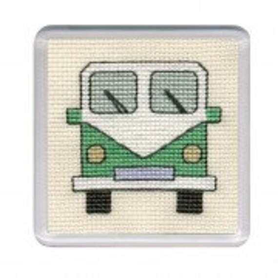 Campervans Key Ring Counted Cross Stitch Kit by Textile Heritage