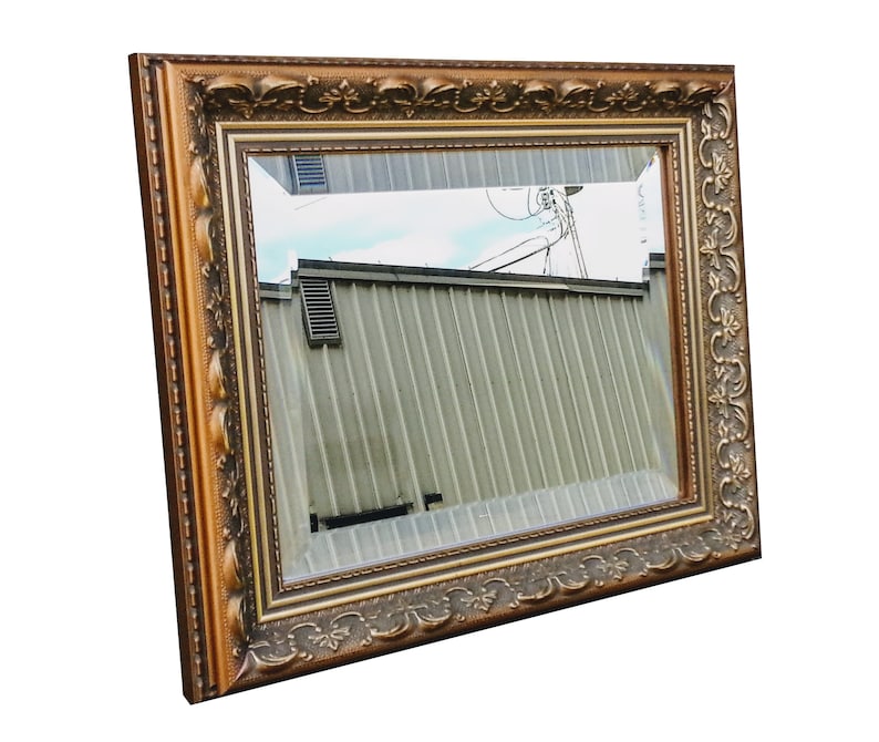 12x14 Tabletop Mirror Antique Gold Framed Beveled Image 0