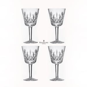 Vintage Signed (Gothic Logo) Waterford Lismore Cut Crystal 5 7/8 inch 4.5 ounce Claret Wine Glasses - Set of 4