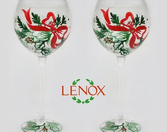 Vintage Lenox Holiday Gems 10 ounce Balloon Wine Glasses - Set of 2
