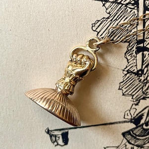 18k Gold Intaglio Seal Fob Hand Fist Pendant