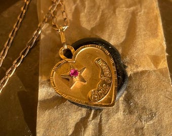 18k Gold French Heart Étoile D’Amour Pendant Love Charm