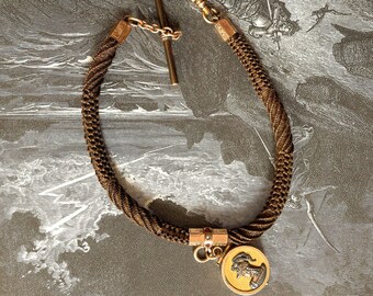 Mourning Hair Watch Chain with double photo locket