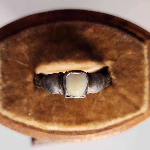 Antique Silver Milk Tooth Ring - image 1