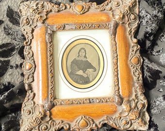 Antique Brown Detailed Framed Photo of Woman