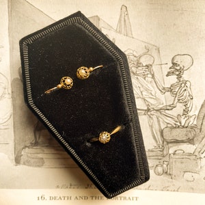 Anel antigo de ouro 18k com pérola ou brincos Dormeuse