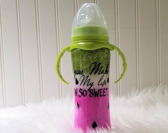 Glitter Baby Bottle, Watermeloen Baby Bottle, Watermeloen Verjaardag, Custom Baby Bottle, Roestvrij staal, Kid's Tumbler, Watermeloen Party