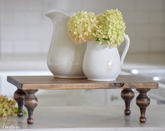 Large Stained, white Riser, 2 sizes! Farmhouse pedestal, Riser Stands, Farmhouse stand, centerpiece, tray, footed pedestal, centerpiece