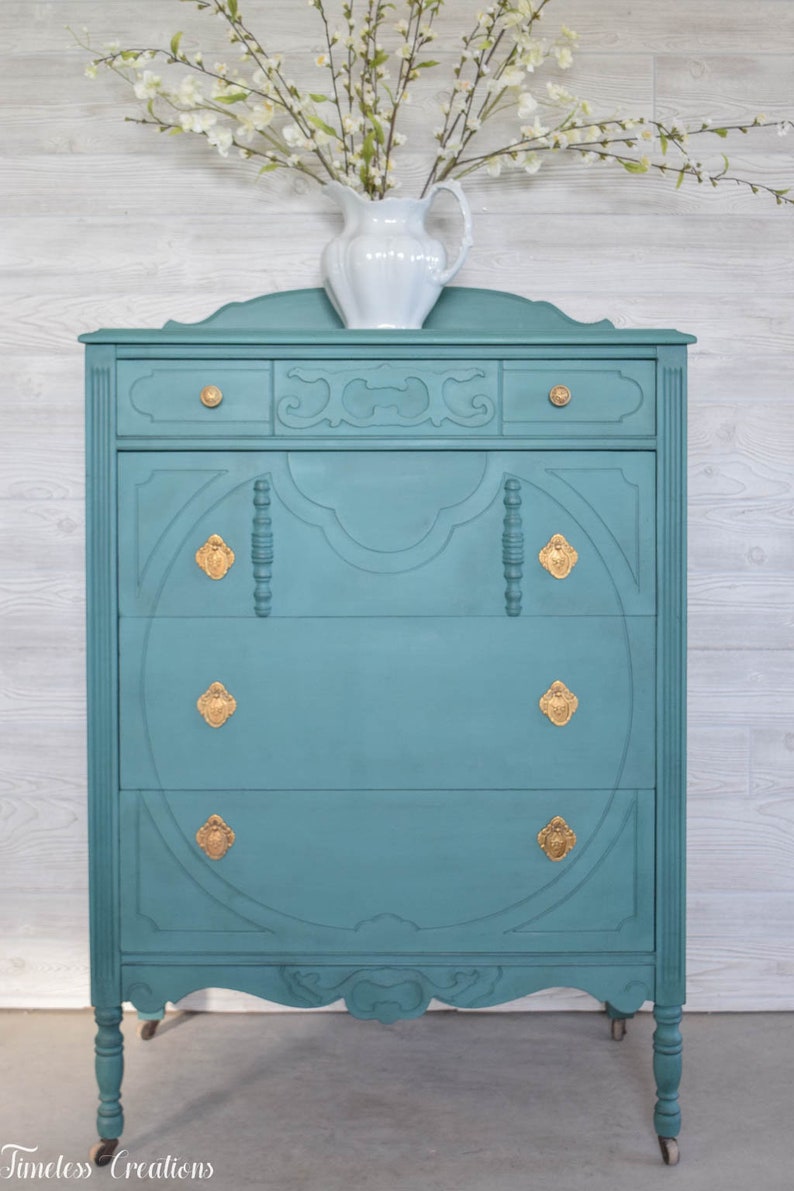 Free Shipping Antique Painted Dresser Teal Painted Dresser Etsy