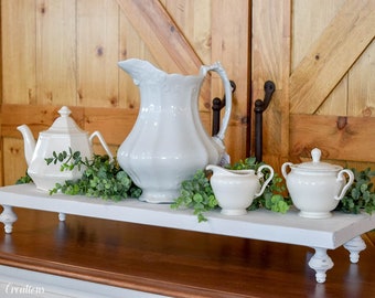 Large Table Runner Riser, Pedestal riser for tabletop, tabletop runner, wooden tray, table decor, pedestal with feet, footed tray