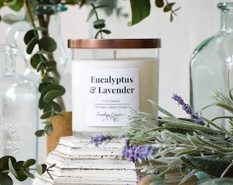Hand Poured Soy Candles - Eucalyptus & Lavender Scent Candle