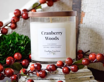 Hand Poured Soy Candles - Cranberry Woods Candle Scent