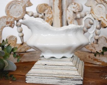 Antique Ironstone Gravy Bowl, Ironstone Gravy Bowl, Vodray Gravy Bowl, Antique white bowl, antique gravy bowl, farmhouse dishes, pottery