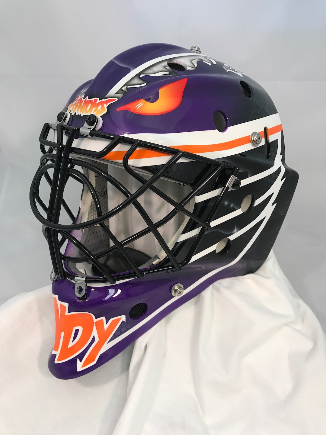 Senior Used custom painted vegas goalie mask
