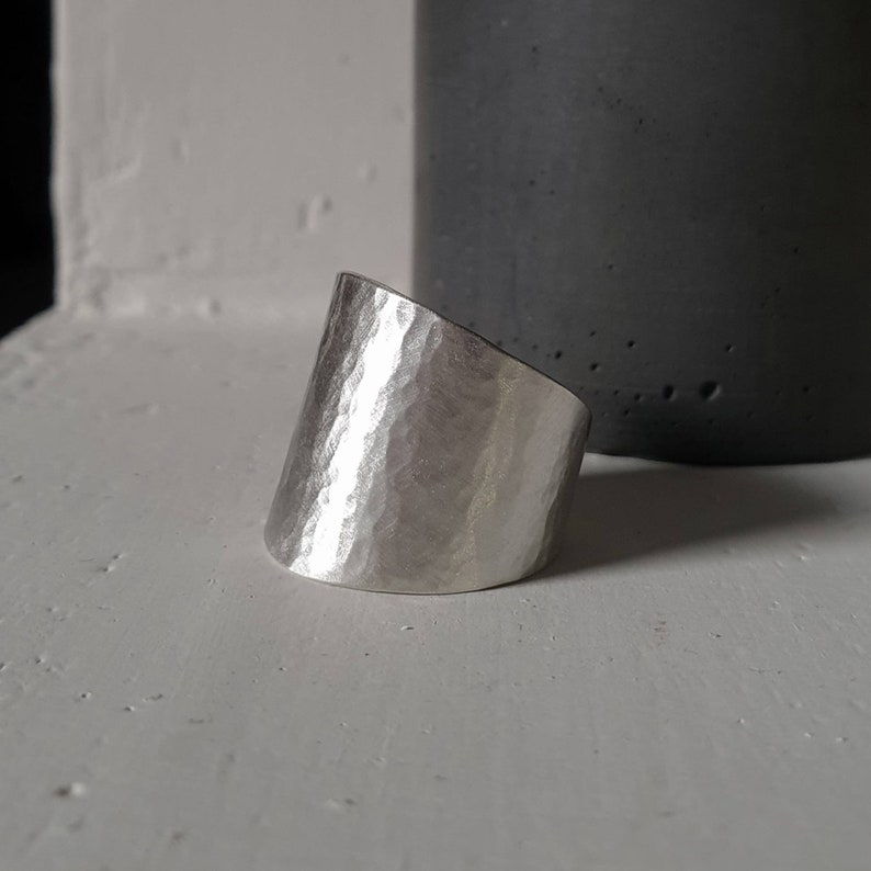 adjustable ring hammered ring Wide band ring minimal every day ring sterling silver ring