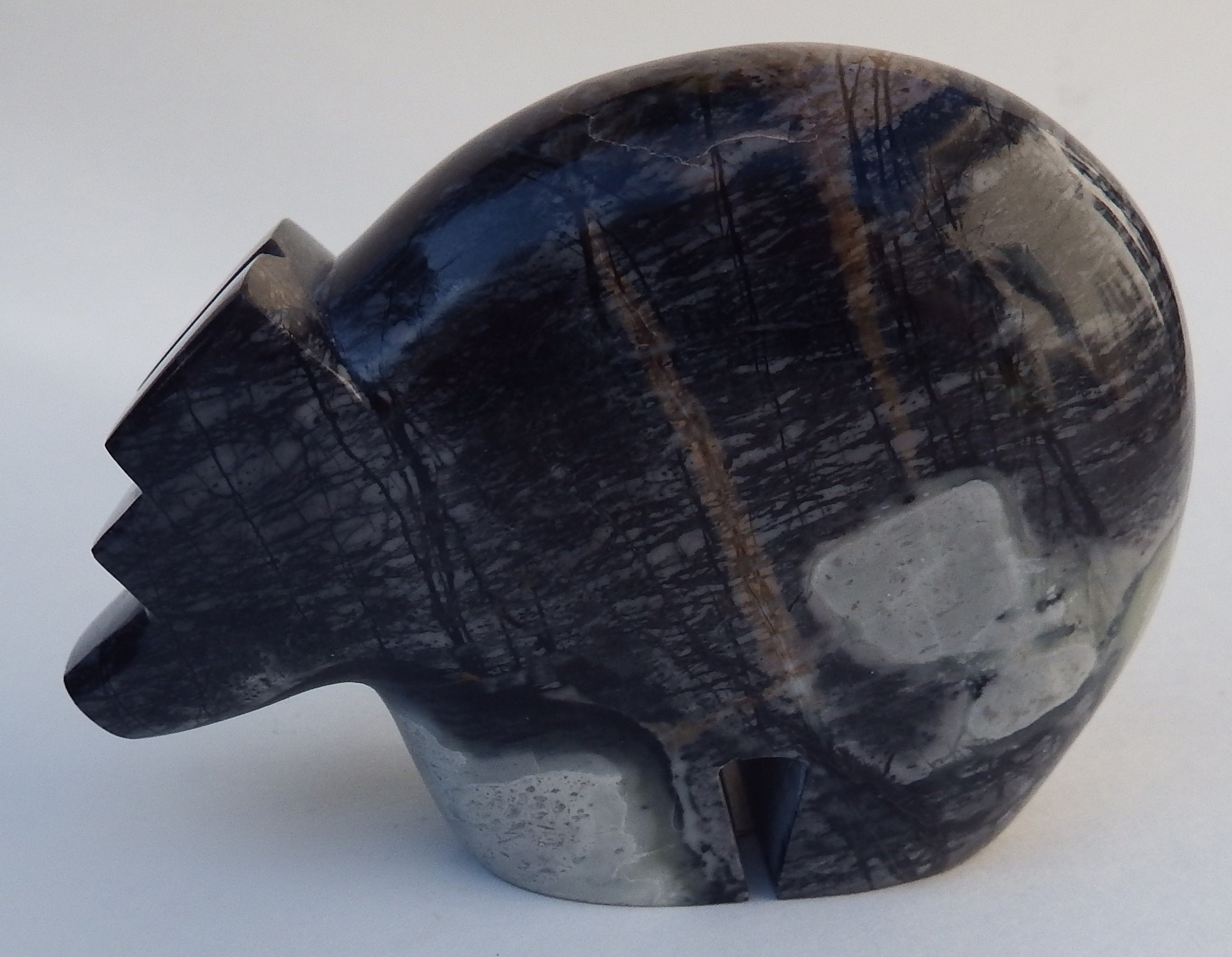 Large Carved Picture Jasper Bear / Stone Carving / Gift for Her / Gift