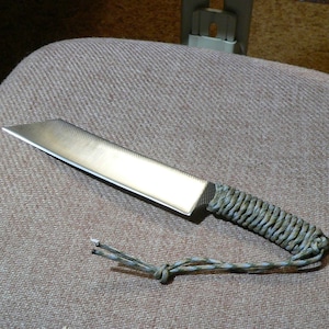 Hand forged chopper knife, made from a USA made farriers rasp, Cord wrapped handle, OOAC