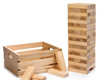 Deluxe Giant Block Tower Game with Carry Case Custom Engraved Stained Giant Jenga