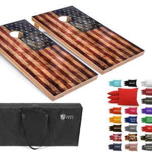 thumbnail image 2 of Wooden Cornhole Boards With Carrying Case & 8 Bags – Folding, Pine (You Pick Color) 2 of 5