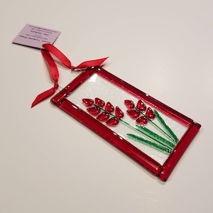 Red salvia suncatcher, gift for mother&#39;s day, gift for grandma, gift for her