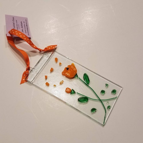 Orange Poppies Fused Glass Suncatcher for the Garden Etsy