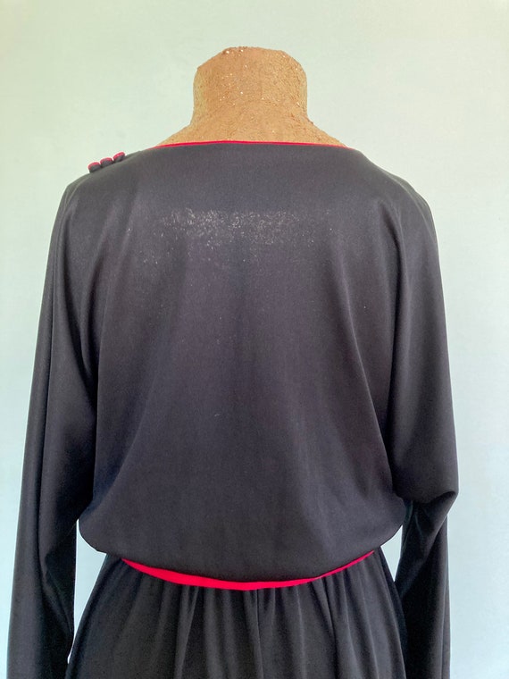 vintage 80’s black hot pink dolman sleeve belted … - image 7