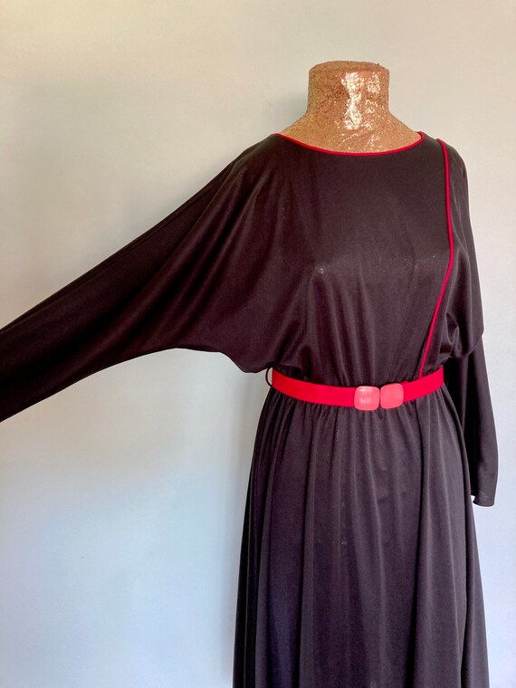 vintage 80’s black hot pink dolman sleeve belted … - image 3