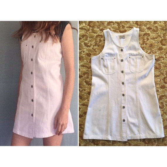 white denim button down dress