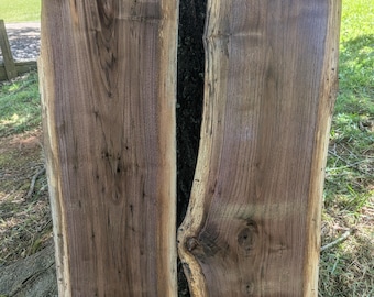 BLACK WALNUT Wood (2 Slabs) Live Edge/ River Table / Platter Set / shelf set.