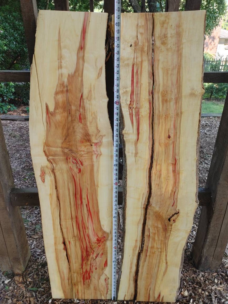 Box Elder Maple Slabs 2 Live Edge Red Flame Wood River Etsy