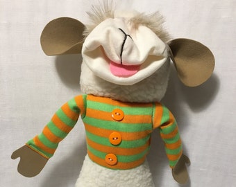 Orange/Green stripe Lamb Chop adaptation puppet