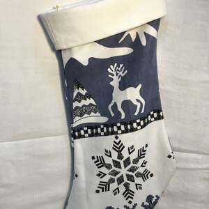 Woodland Scene Christmas Stocking w/velveteen cuff