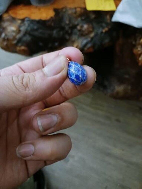 Antique Fabergé Royal Blue egg pendant in diamond… - image 6