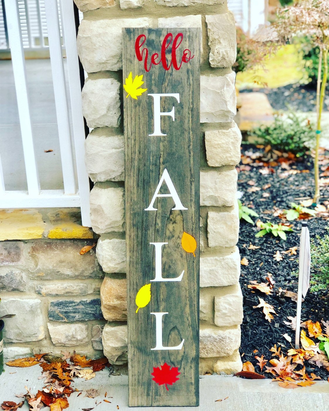 Falling Leaves | Rustic Front Porch Sign | LARGE Front Porch Sign